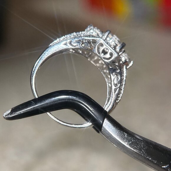 Art Deco Style 925 Silver Cz Ring - Picture 6 of 10